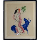 Marc Chagall Le Bete Bleue Couleur Amour Collotype