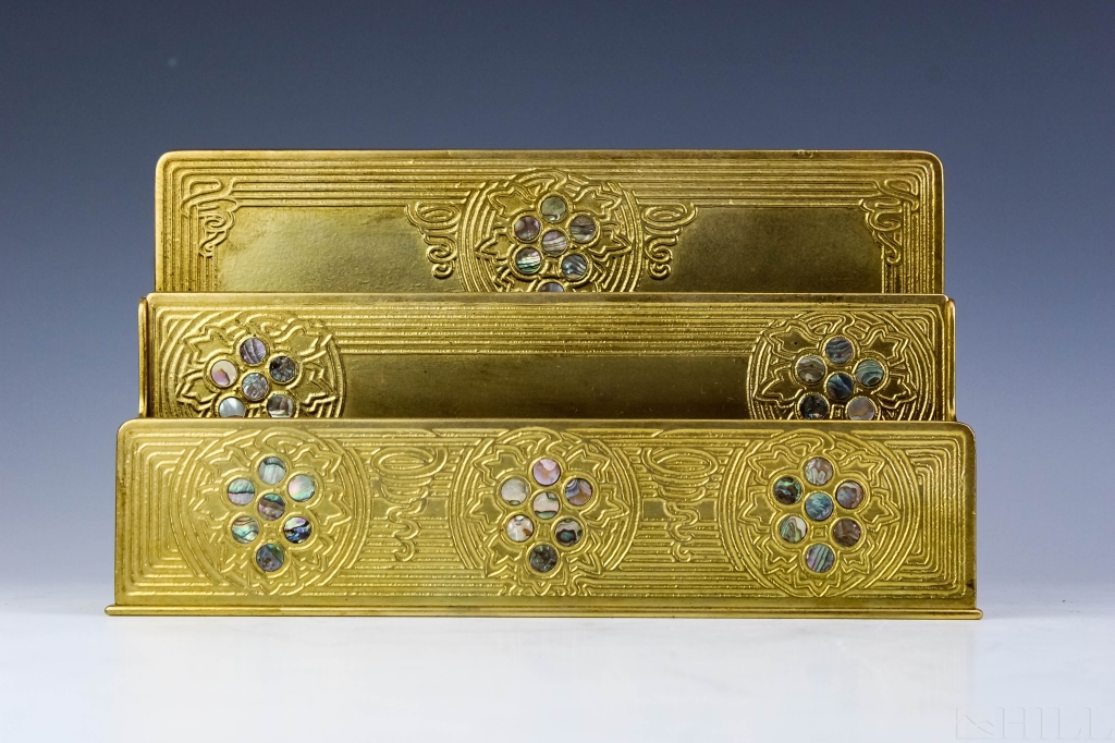 Tiffany Studios Abalone Gold Gilt Bronze Desk Set - Image 4 of 6