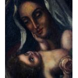 19th Cen. Latin American Mary & Jesus Oil Painting