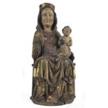 15th C. German Polychrome Madonna and Child Statue