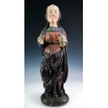 14th C Spanish Polychrome Wood Saint Martha Statue