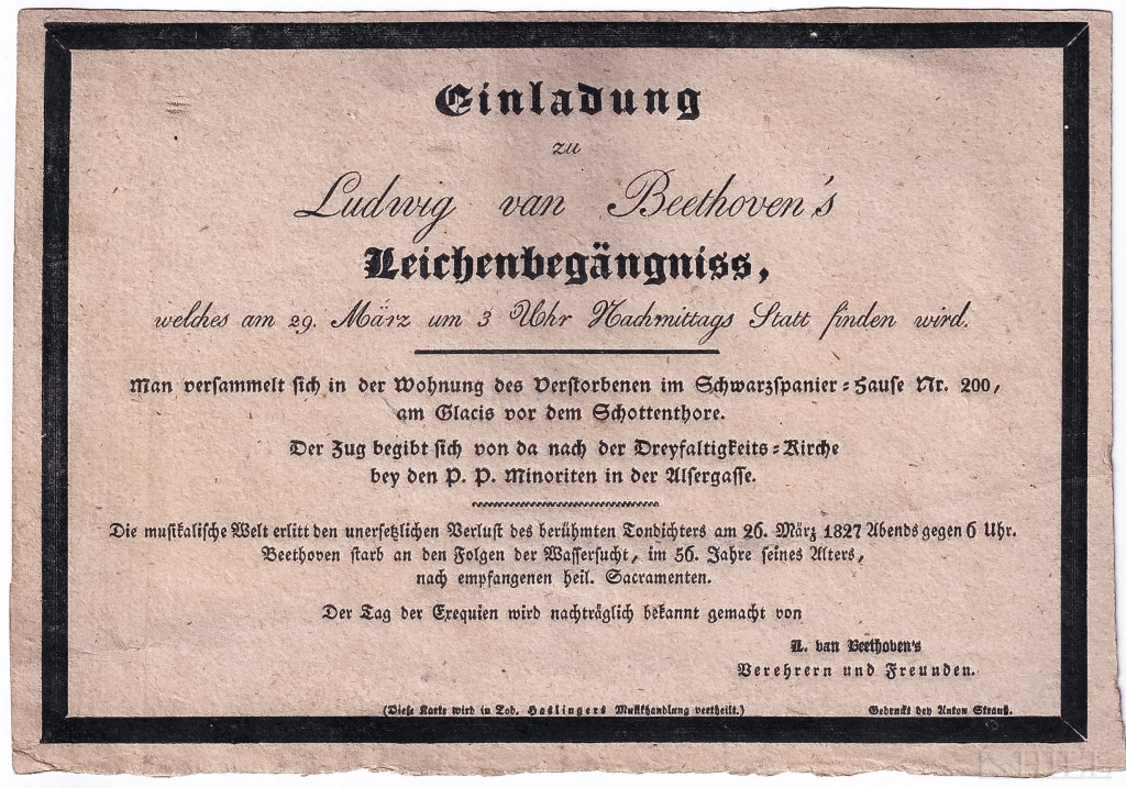 Ludwig Van Beethoven 19th C. Composer Death Notice - Image 2 of 5