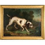 Antique 19C English Hunting Dog Portrait Painting