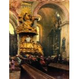 Heinrich Tomec 1863-1928 Church Interior Painting