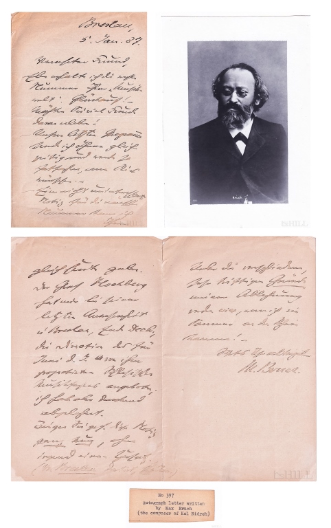 Max Christian Friedrich Bruch SIGNED Letter, Photo