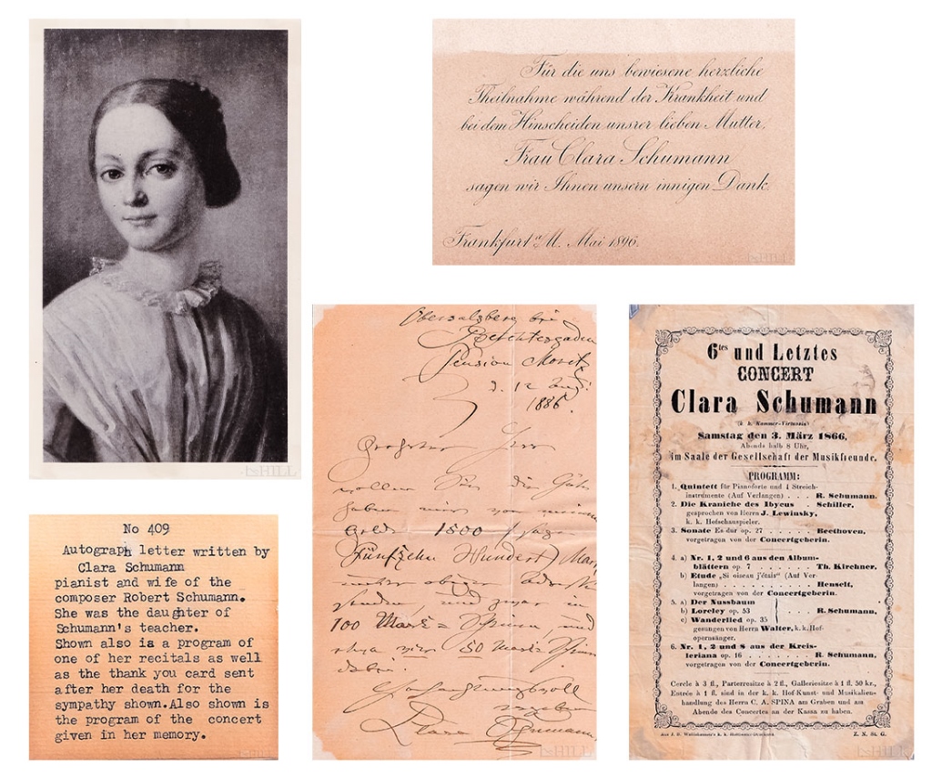 Clara Schumann LOT 19thC Autographed Letter SIGNED