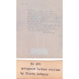 Claude Debussy LOT Autographed Letter w/ Portrait