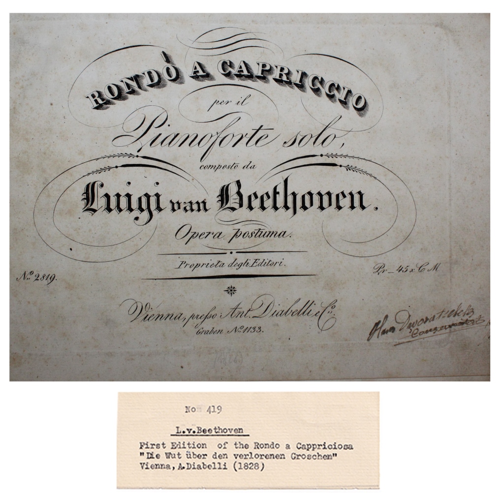 Ludvig van Beethoven 1st Ed. Rondo A Capriccio