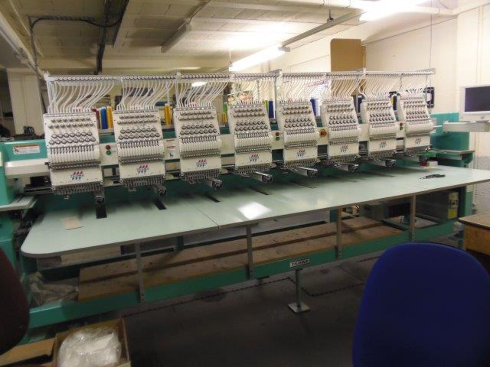 Tokai TFHX electronic multi head auto embroidery machine, Serial no. 1287