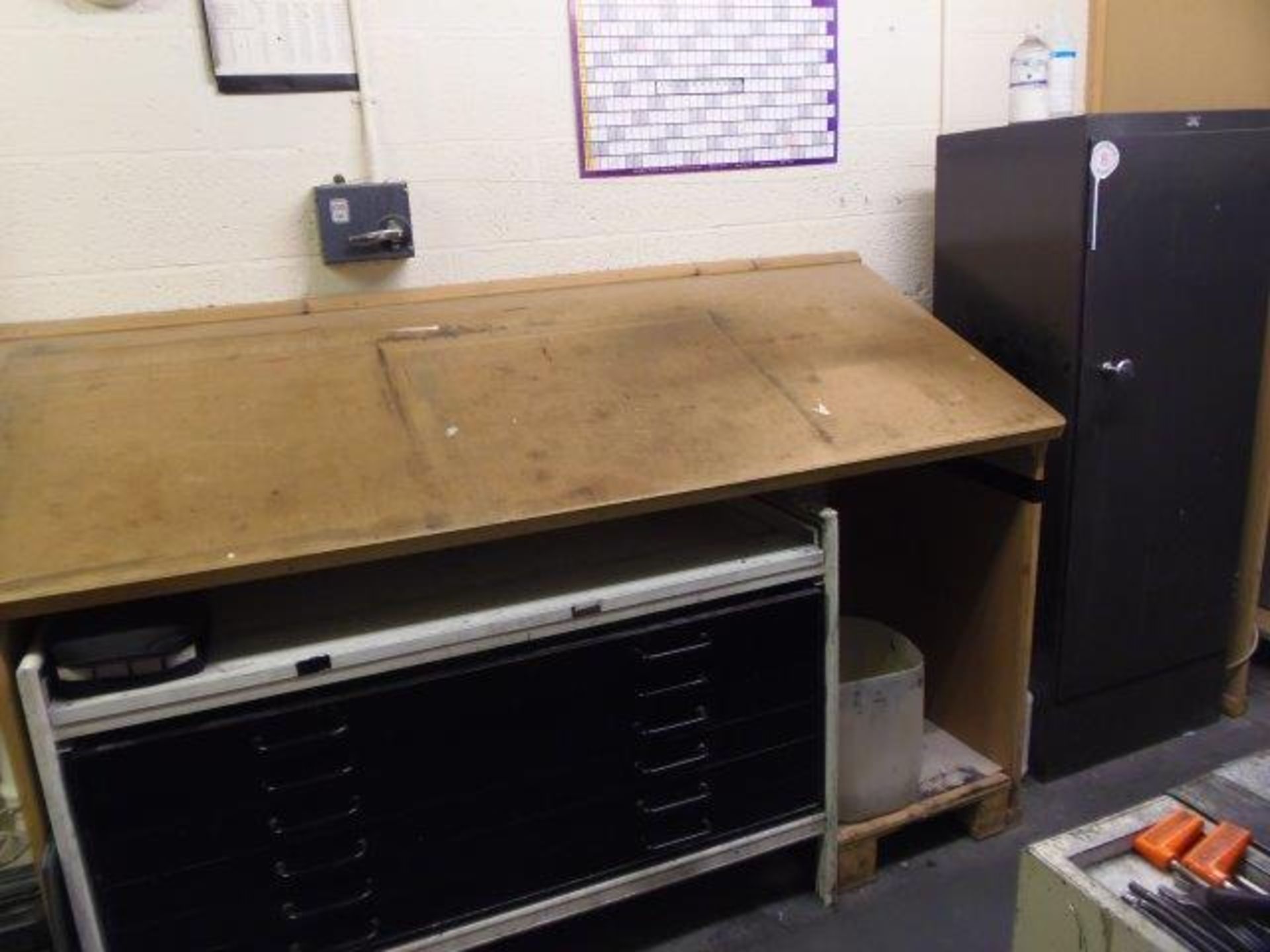 Metal cabinet and wooden drawers