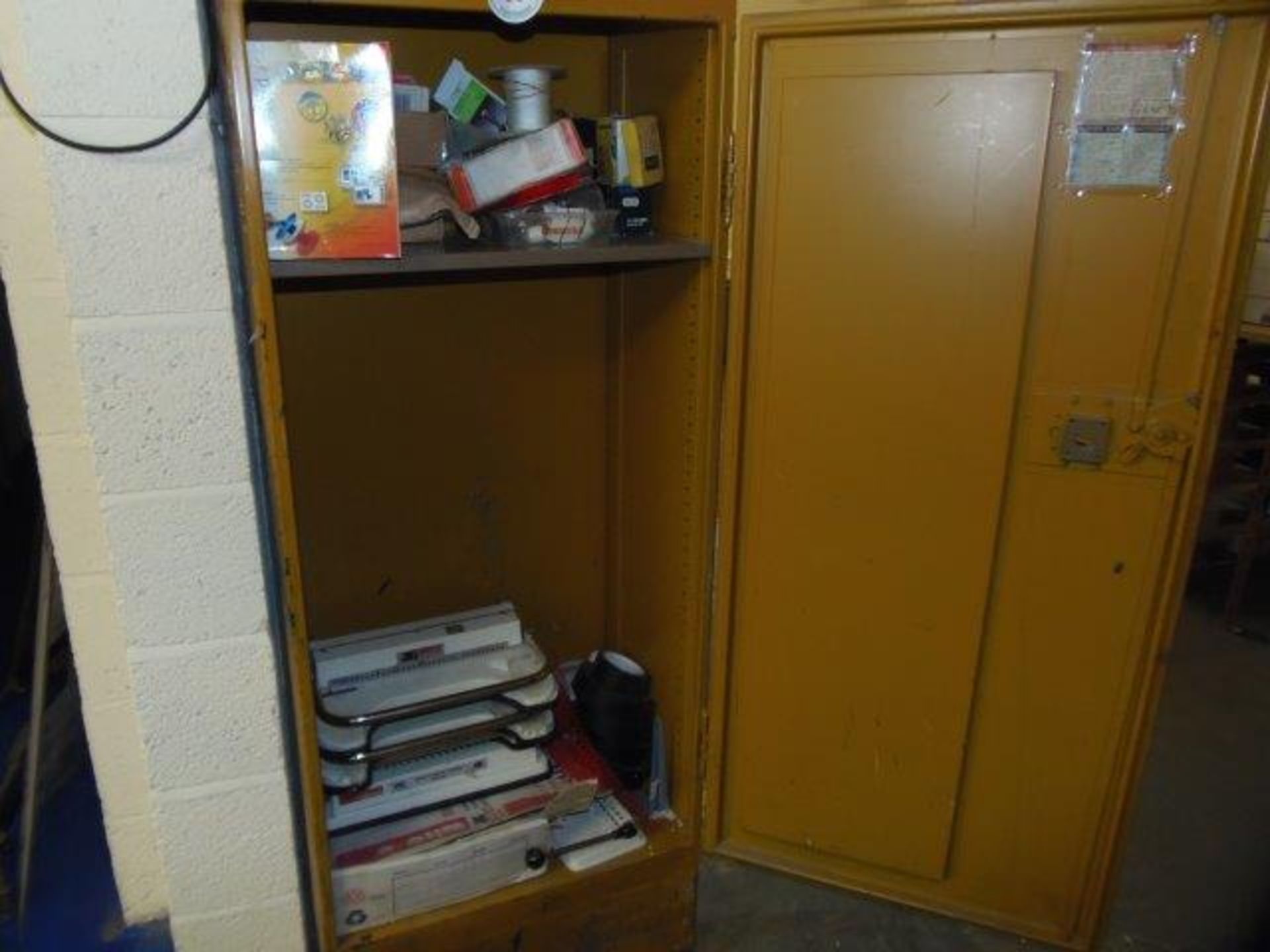 Metal cupboard and contents