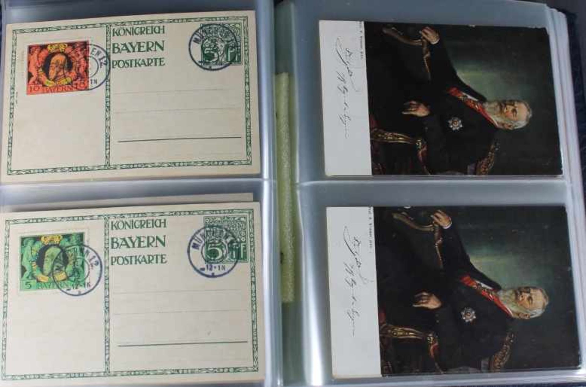 1 Album mit ca. 80 alten Karten, meist Bayern, Fundgrube für Stempelsammler- - -23.50 % buyer's