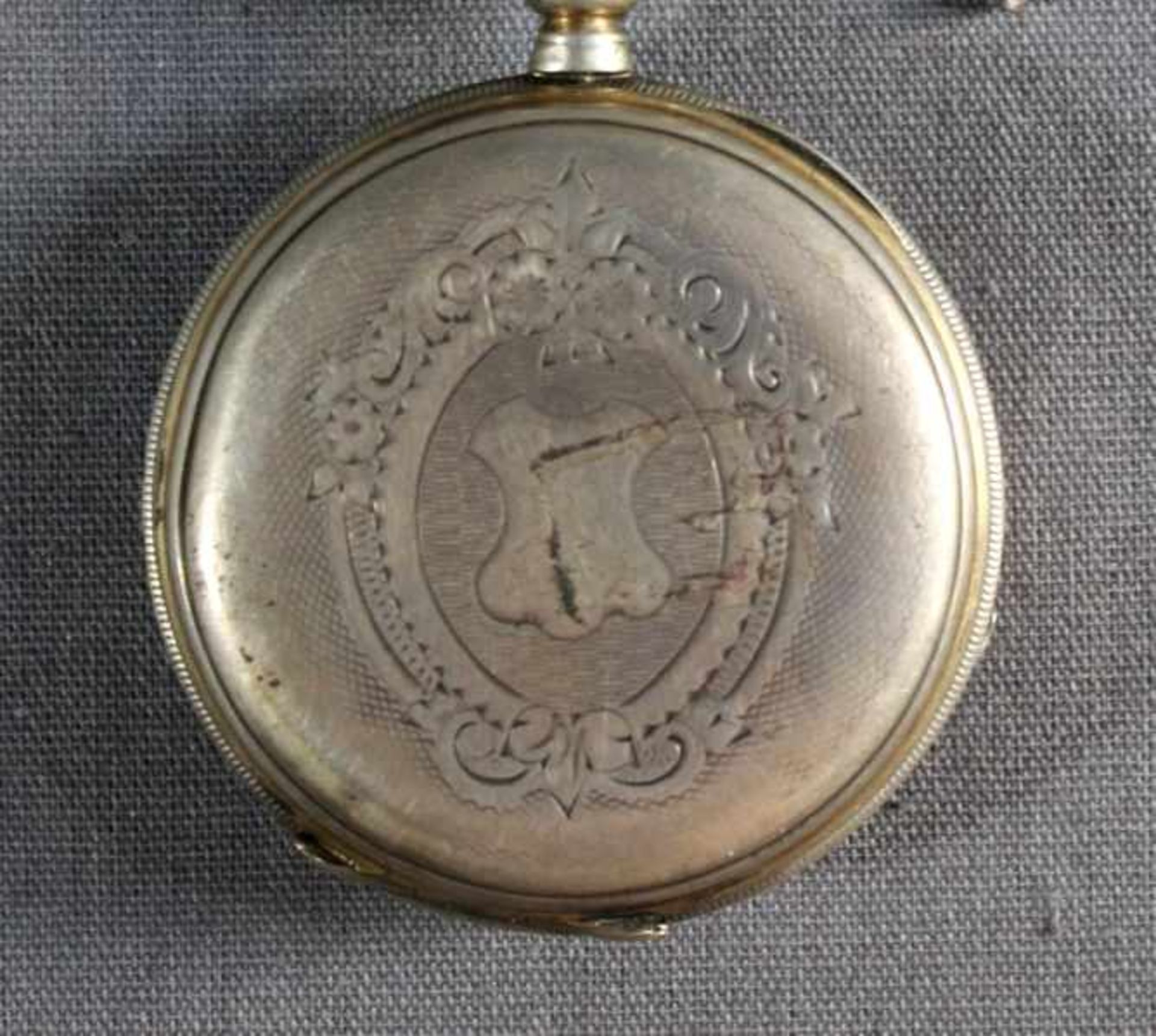 1 Taschenuhr Silber, Rückdeckel floral verziert und mit Monogrammkartusche, 2-farbiges Zifferblatt - Image 2 of 4