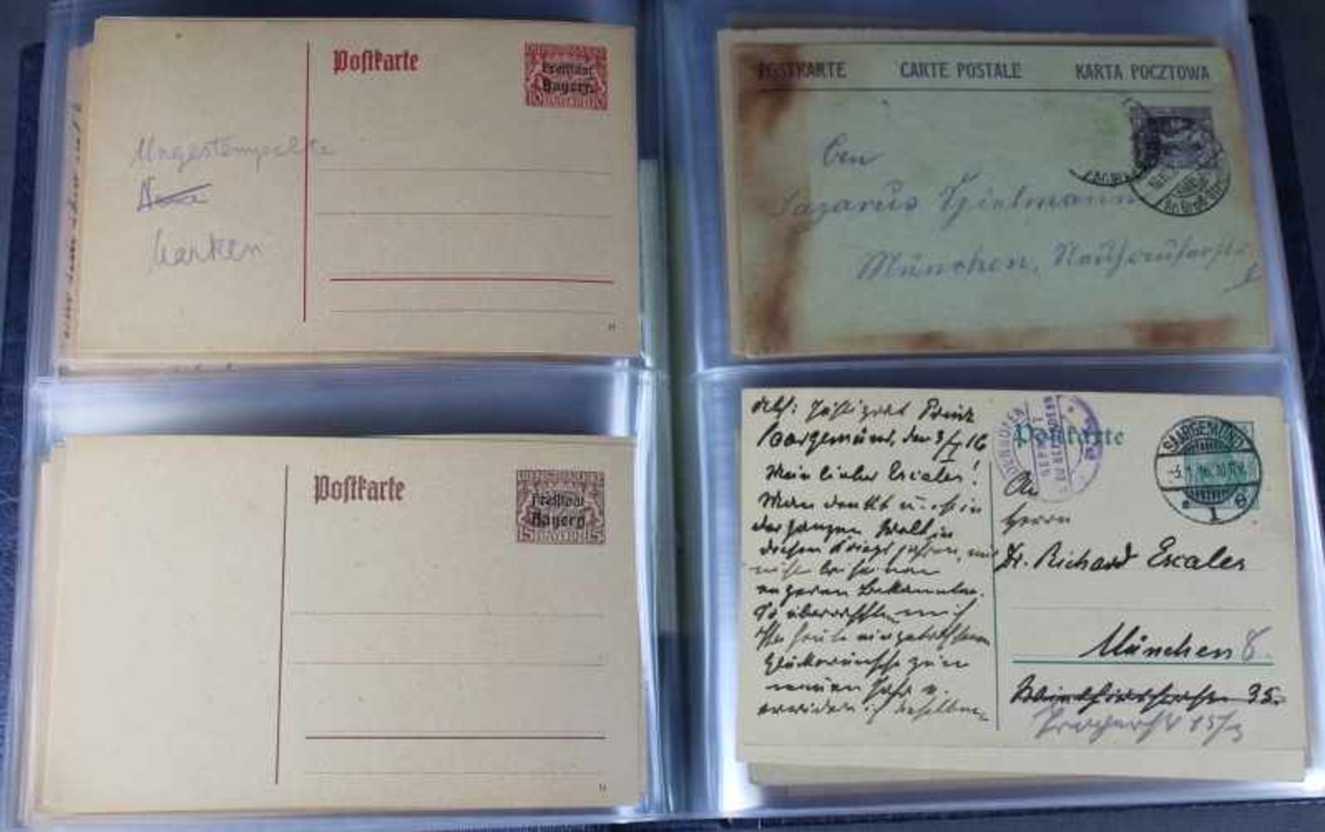 1 Album mit ca. 80 Ganzsachen aus Bayern, einige Bildpostkarten, Anfang 20. Jhd. und 3. Reich,