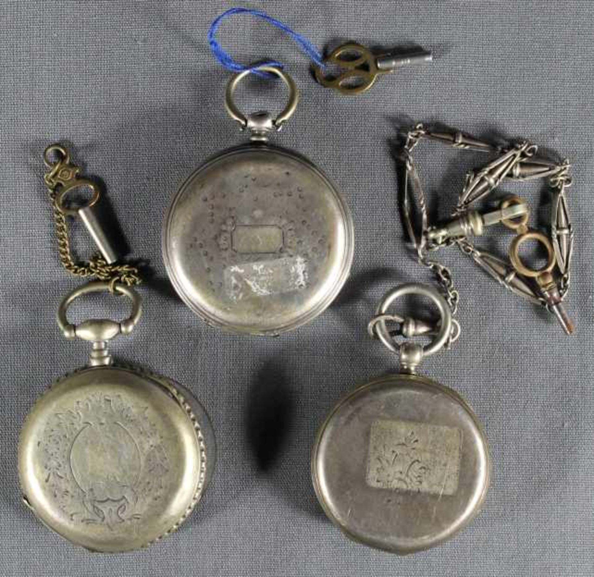 3 Taschenuhren Silber, verzierte Gehäuse u.a. Charmilles Genève, weiße Zifferblätter mit schwarzen - Image 2 of 3