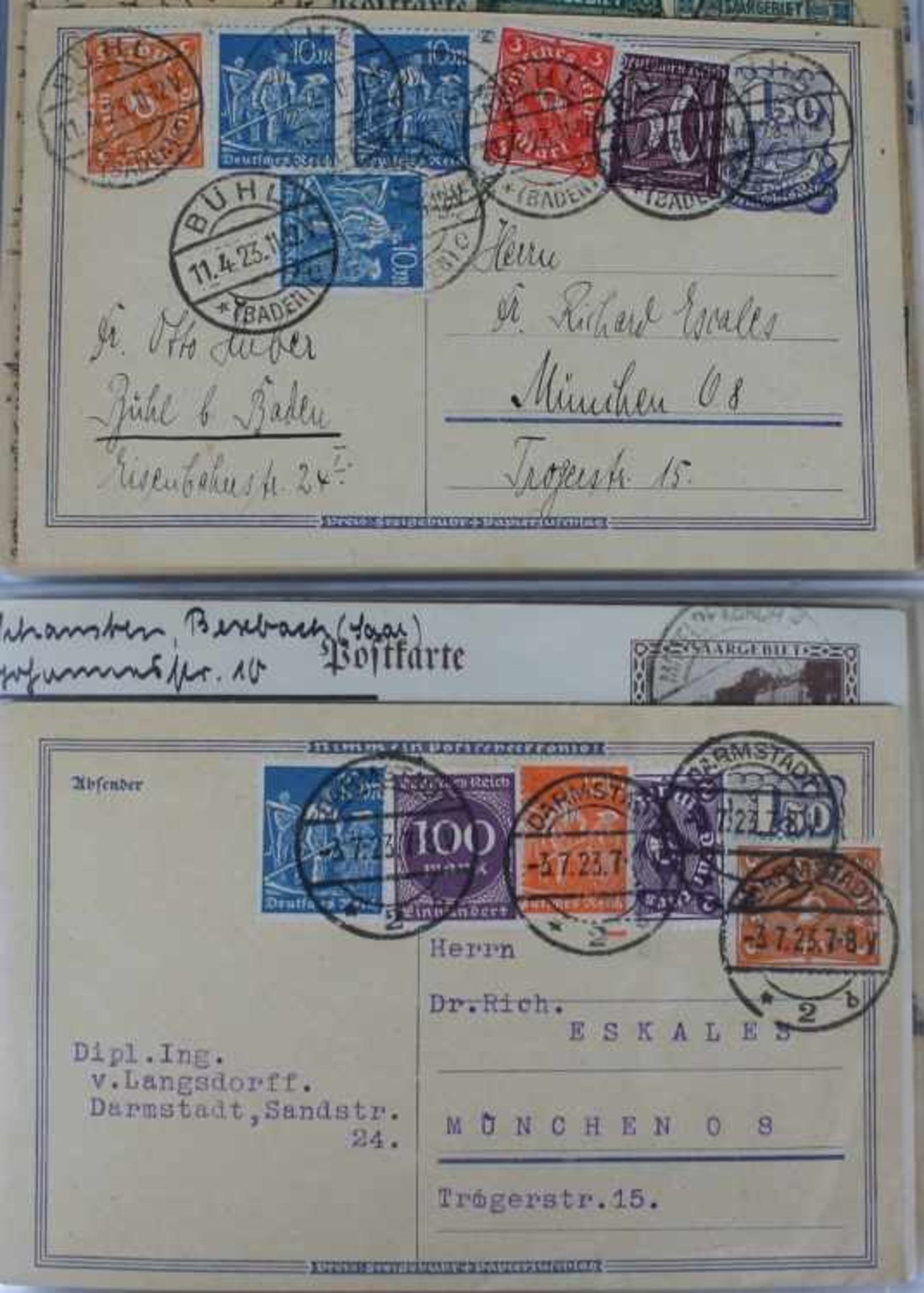 3 Alben mit Ganzsachen, Postkarten, viel Infla "Deutschland und Ausland", Fundgrube für - Bild 3 aus 6
