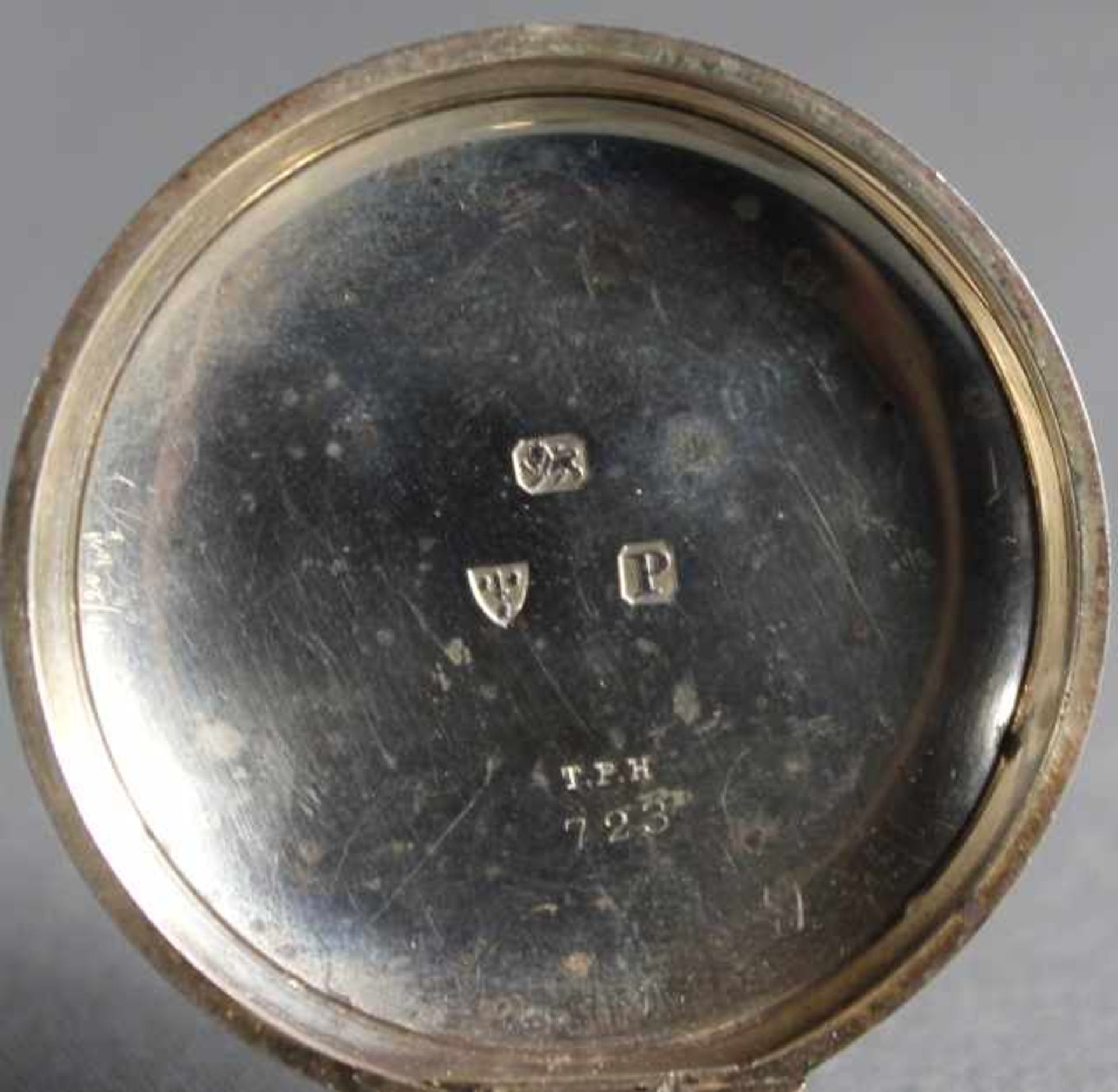 1 Taschenuhr Silber, Punzen u.a. schreitender Löwe "John Forrest London", Nr. 723, weißes - Image 3 of 4