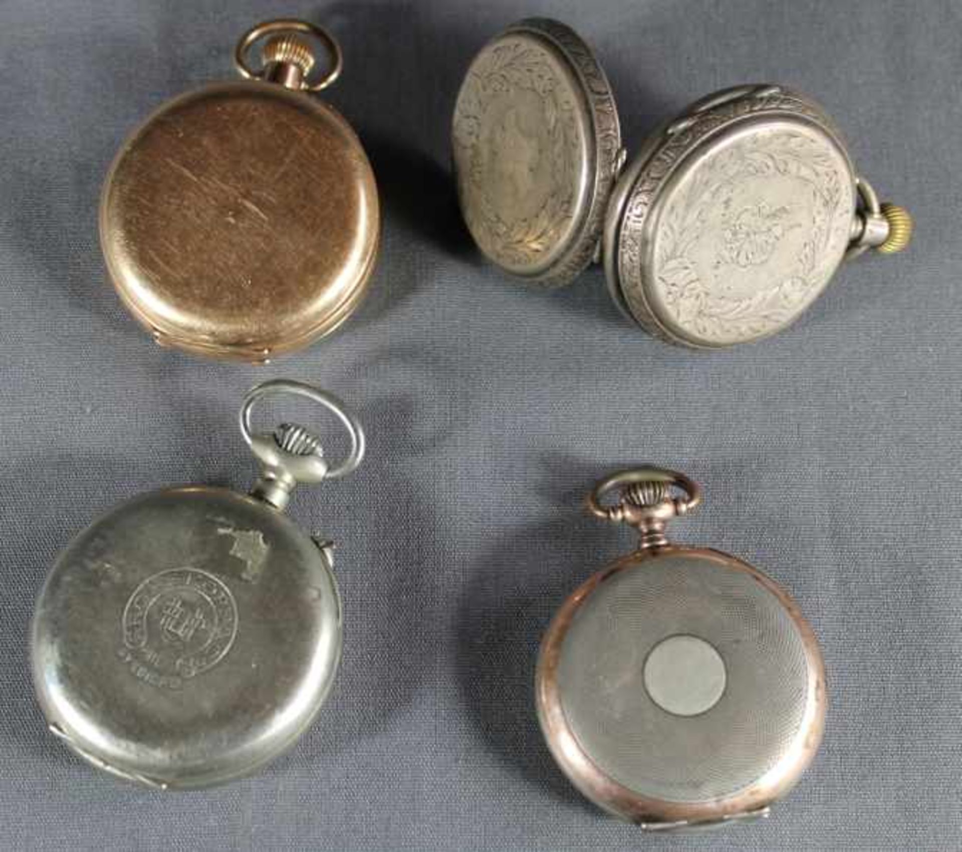 4 Taschenuhren Silber/10ct. vergoldet, unterschiedliche Marken u.a. Alpina, Rosskopf, und - Image 2 of 3