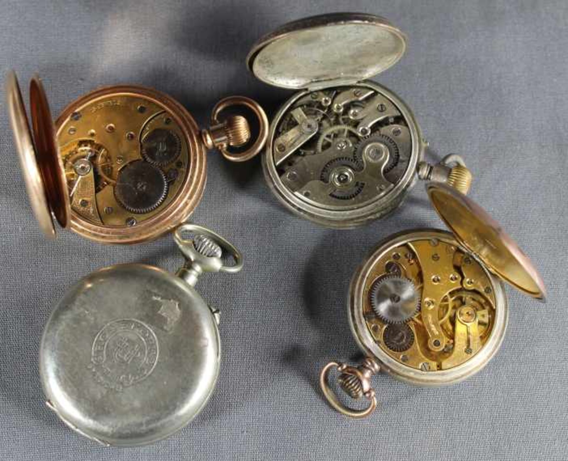 4 Taschenuhren Silber/10ct. vergoldet, unterschiedliche Marken u.a. Alpina, Rosskopf, und - Image 3 of 3
