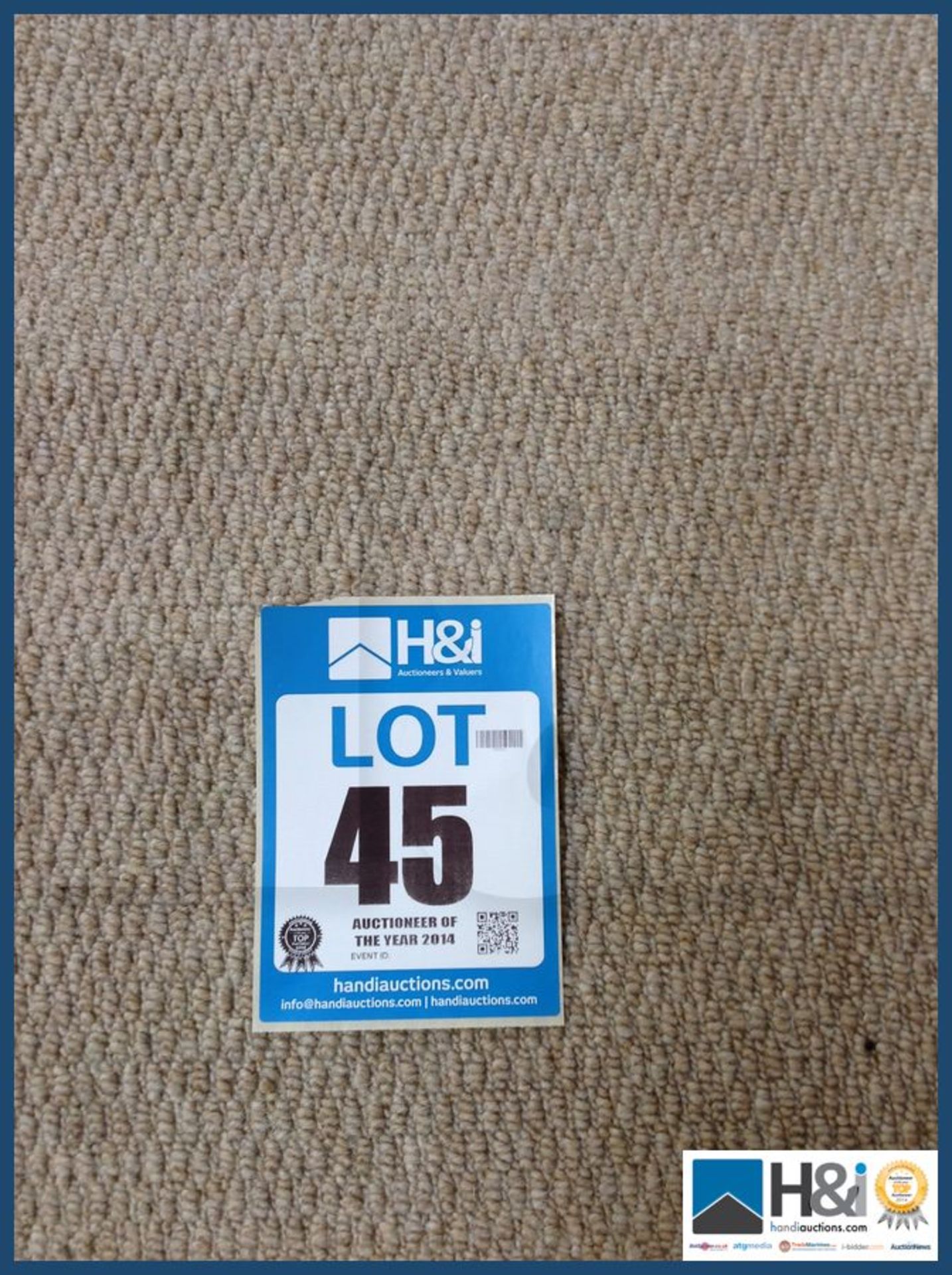 Approx 3.60 x 4.00 of 100% wool carpet. Heavy wear self coloured design. Neutral oatmeal colour RRP - Image 3 of 3