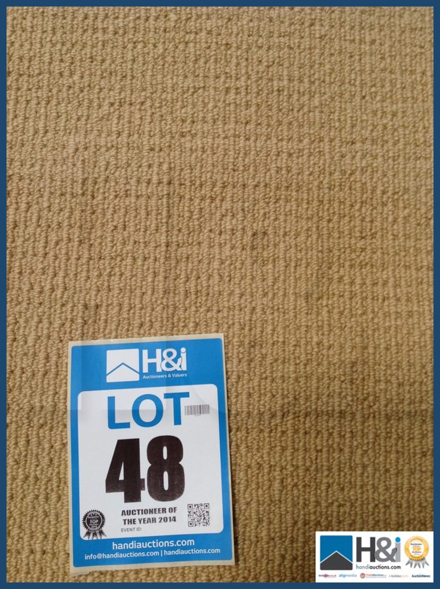 Approx 4.20 x 4.00 of 100% wool carpet. Heavy wear self coloured design. Warm Caramel colour. RRP GB - Image 4 of 4