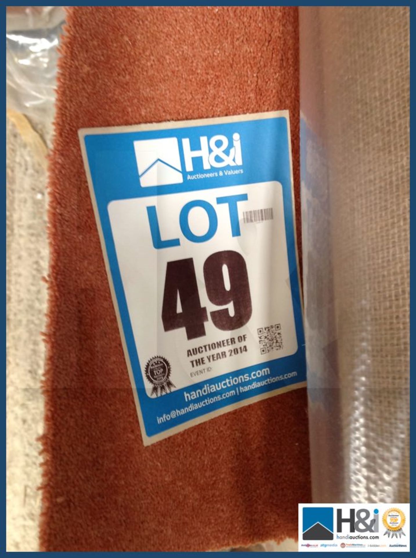 Approx 4.00 x 4.00 of 80% wool fine twist pile carpet. Heavy wear quality. Dark salmon/peach. RRP GB - Image 3 of 4