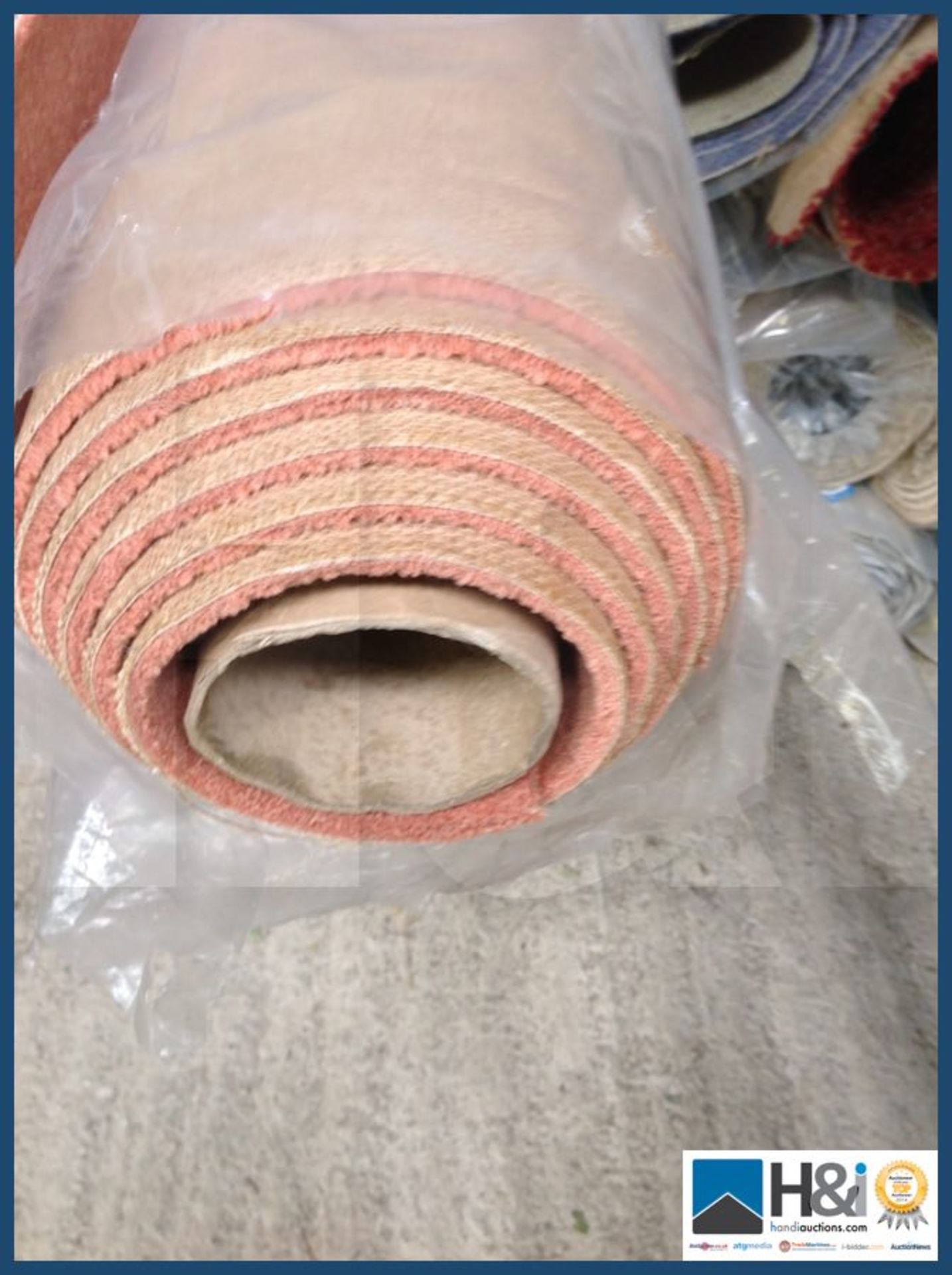 Approx 4.00 x 4.00 of 80% wool fine twist pile carpet. Heavy wear quality. Dark salmon/peach. RRP GB - Image 2 of 4