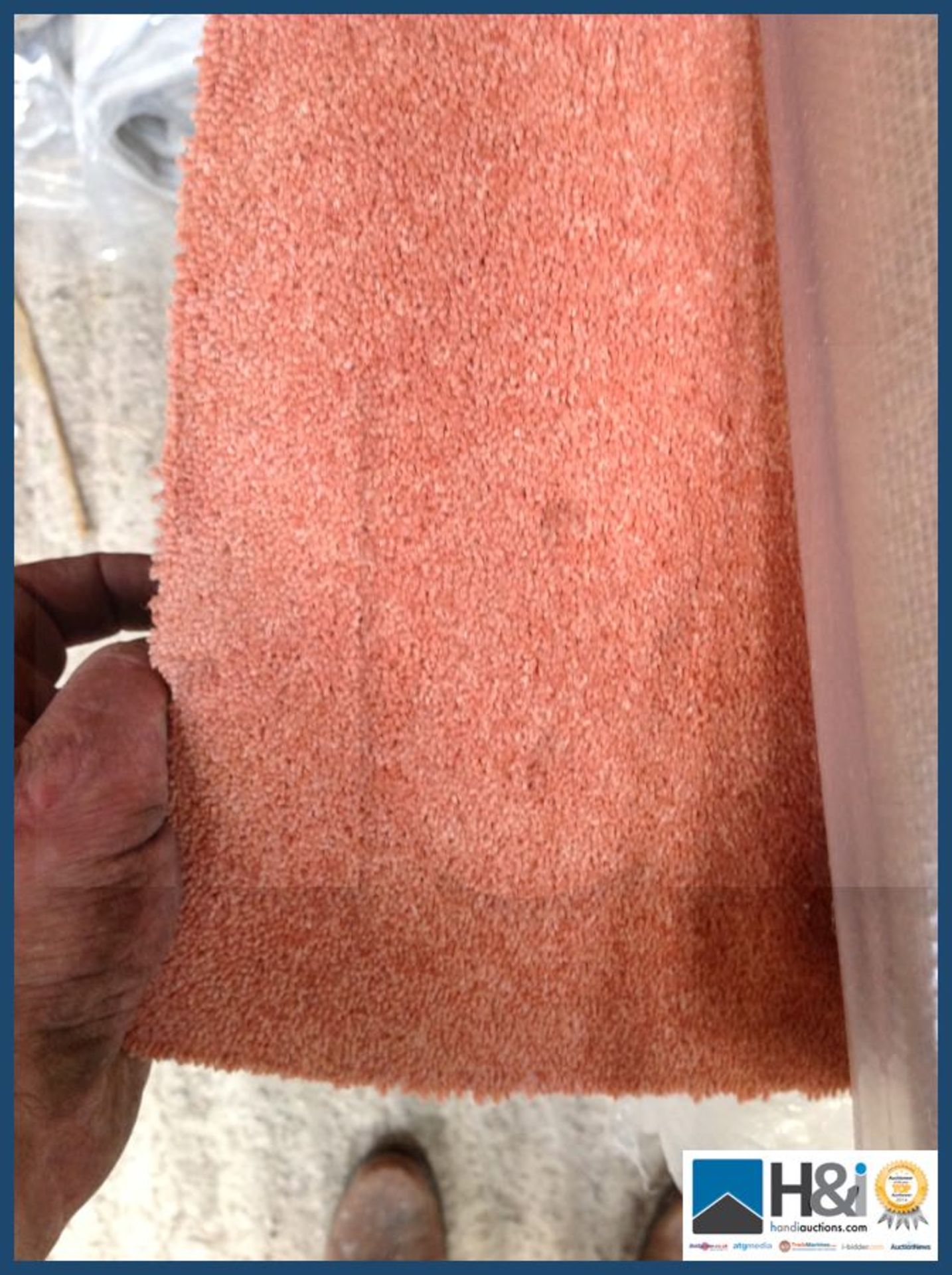 Approx 4.00 x 4.00 of 80% wool fine twist pile carpet. Heavy wear quality. Dark salmon/peach. RRP GB - Image 4 of 4