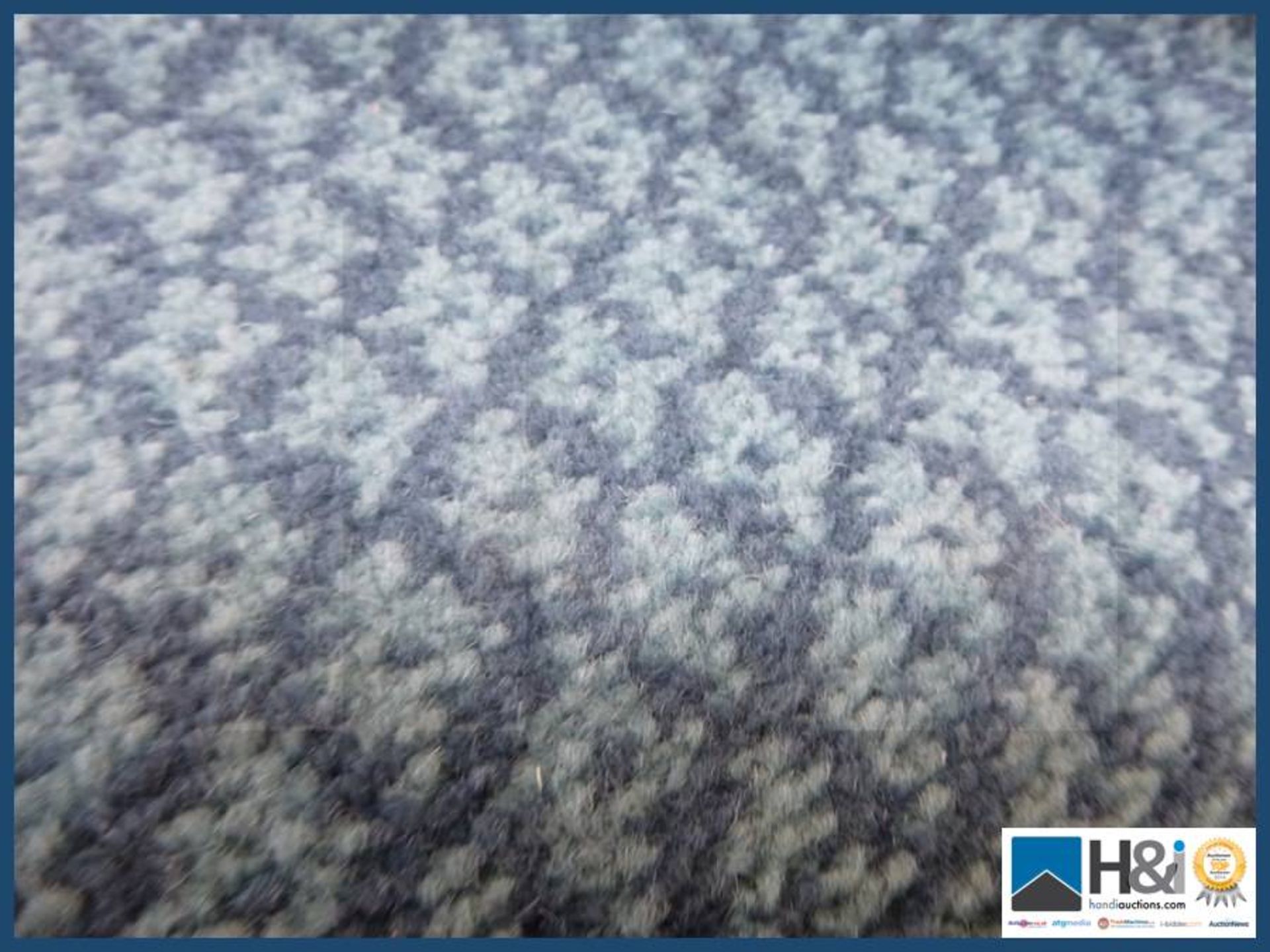 Approx 4m X 4.76m Colour ocean blue 80% wool Geometric pattern. RRP GBP 20 per square meter.