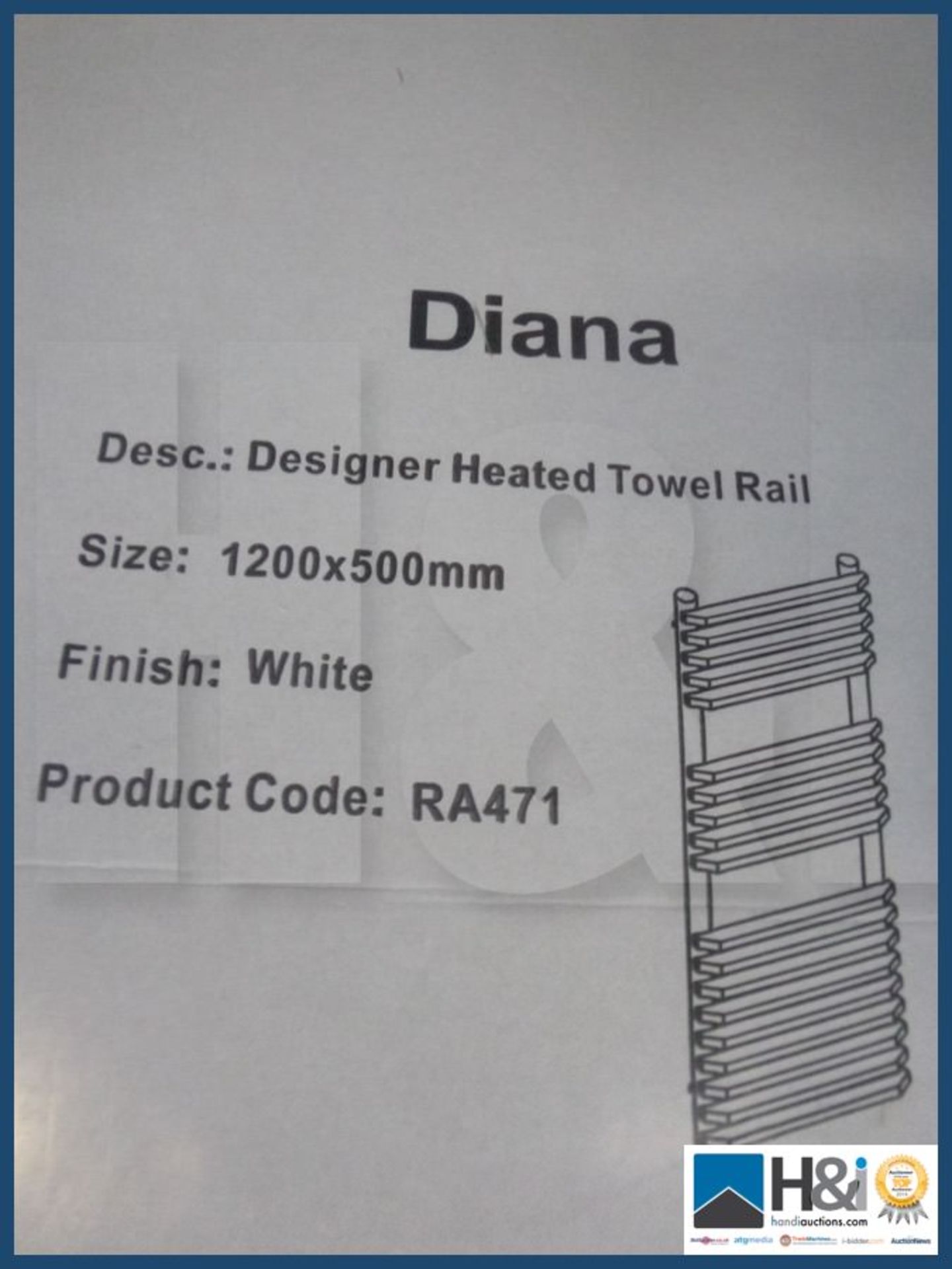 Pheonix Diana designer towel rail in high gloss white ra472 1600mm X 500mm . RRP 299 GBP. - Image 2 of 2