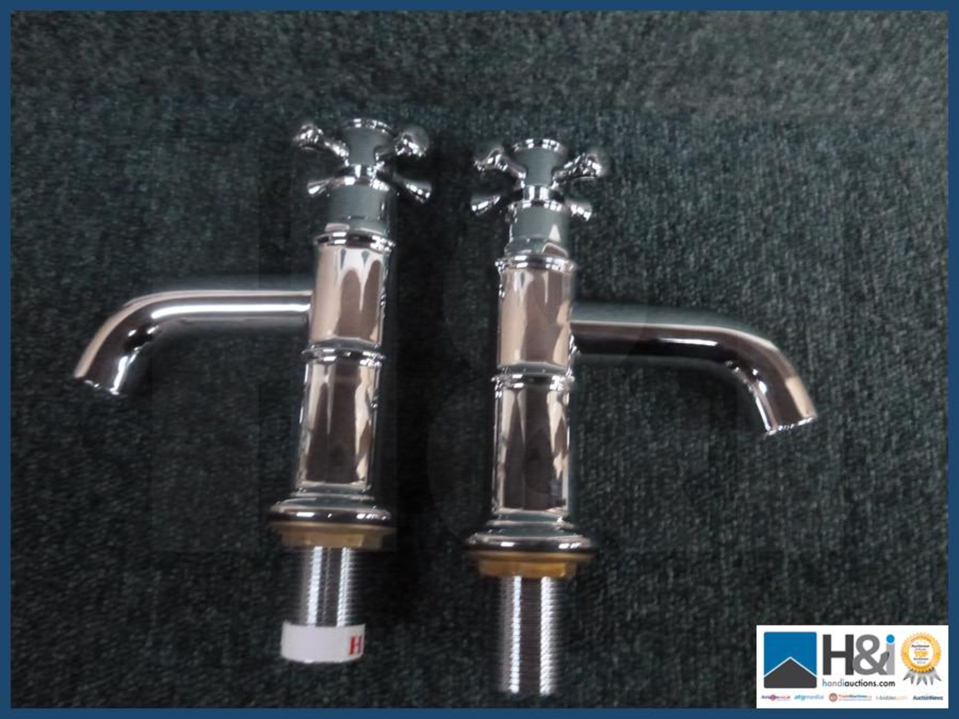 Designer cross head bath taps chrome finish code TTX003 RRP 45 GBP. - Image 2 of 3