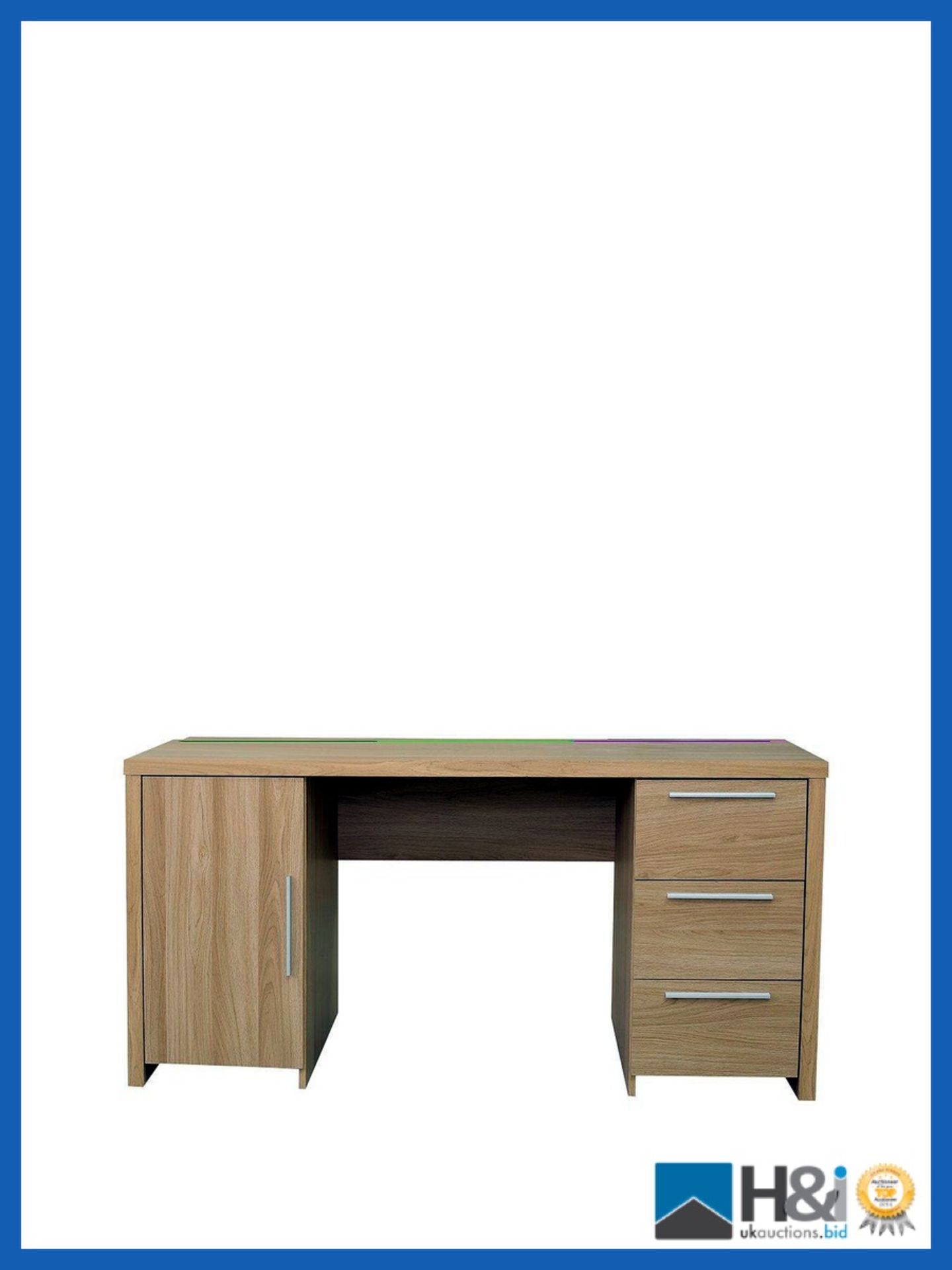 BOXED GRADE *A* ITEM PERTH 1 DOORS 3 DRAWERS DESK [OAK] 75x150x60CM RRP:GBP 238.0