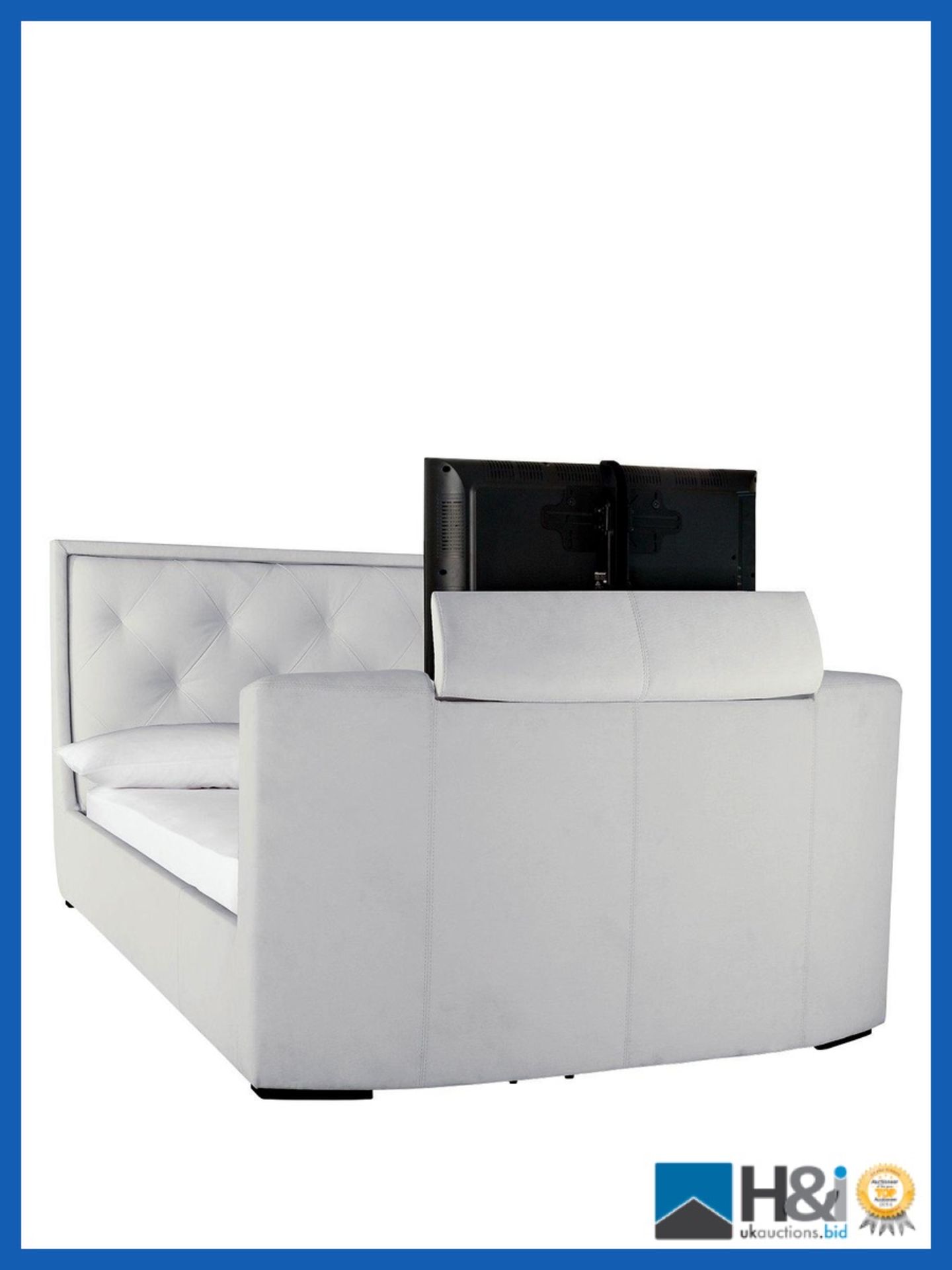 BOXED GRADE *A* ITEM ESTATES DOUBLE TV BED [WHITE] 117x148x240CM RRP:GBP 1678.0