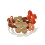 Vuitton - tour de cou ou bracelet Lexington Fleur en cuir naturel et fleurs de cuir vernis