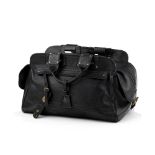 Mulberry - sac holdall Weekend en cuir noir - finitions couleur aubergine - poche sur le devant -