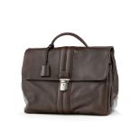 Tods - mallette souple en cuir de veau brun - fermoir en acier brossé - 2 clefs - housse - 28x38