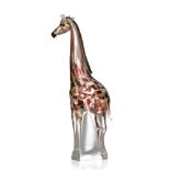 Girafe en verre soufflé de Murano - par Alessandro Barbaro - signée sur la base - h. 63 cm /