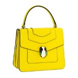 Bulgari - sac à rabat Serpenti Forever en cuir lisse jaune - housse - bandoulière - protection pluie