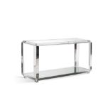 Console moderniste - XXIe s. - de forme rectangulaire en plexiglas - plateau inférieur miroir et