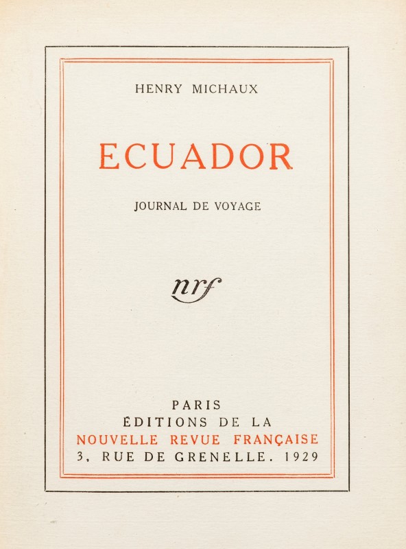 MICHAUX. Ecuador. journal de voyage. Petit in-4° plein box mosaïqué vert et beige. emboîtage - Image 4 of 6