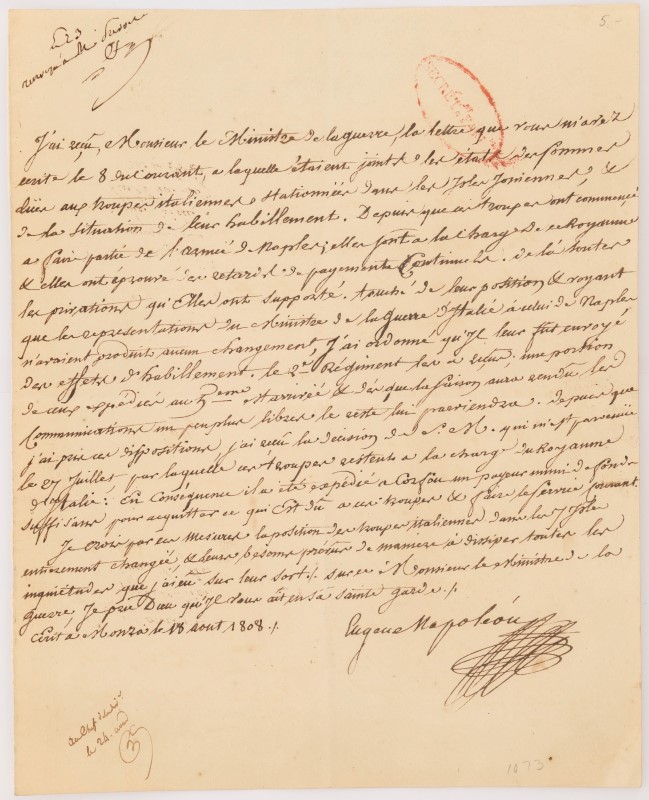 EMPIRE. BEAUHARNAIS (Eugène de. fils adoptif de Napoléon Ier). 5 lettres et 1 partie de lettres sign - Image 6 of 24