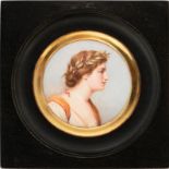 Jean Baptiste Isabey (1767-1855). suiveur de. Profile de femme néo-classique. portrait en miniature