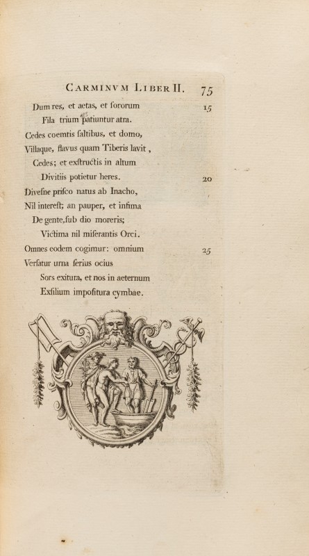 HORACE. Quinti Horatii Flacci Opera. Londini. Iohannes Pine. 1733-1737. 2 volumes in-8°. reliés en p - Image 4 of 6