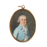 Louis-Amis ARLAUD-JURINE (1751-1829). Portrait d'un gentilhomme en redingote bleu ciel.