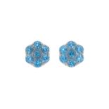 Pasquale Bruni. paire de clous d'oreilles fleurs or gris 750 sertis de topazes taille rond