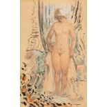 Henri Baptiste Lebasque (1865-1937). Etude pour "Nu debout". crayon et aquarelle sur papier. signé.