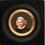 Jean Baptiste Isabey (1767-1855). attr. à. Mère de Ram[...] . portrait d'une dame en miniature sur i