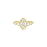 Bague or 750 sertie de diamants taille marquise. princesse et brillant