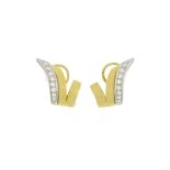 Pomellato. paire de clips d'oreilles 2 ors 750 sertis de diamants taille brillant