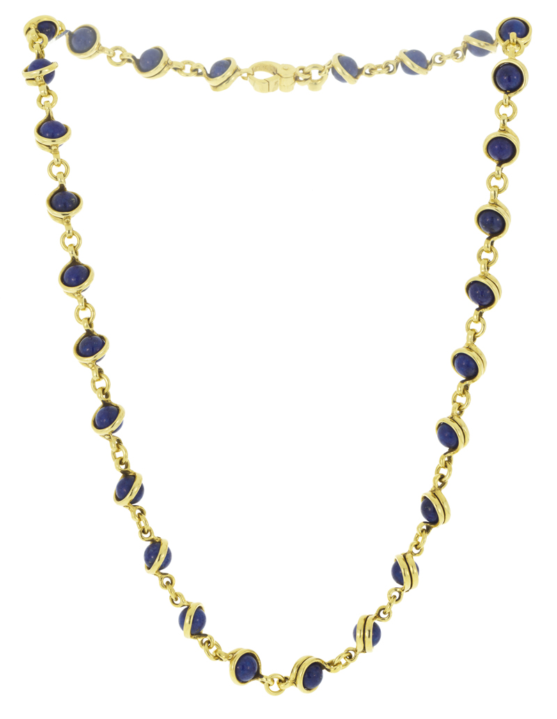 Pomellato. collier or 750 serti de billes de lapis-lazuli